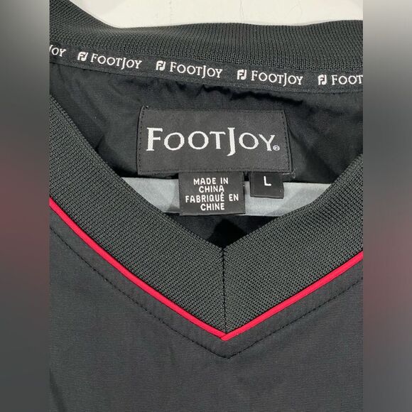 FootJoy FJ Golf Pullover Black Red Windbreaker V-Neck Men's Size LARGE - Picture 3 of 5